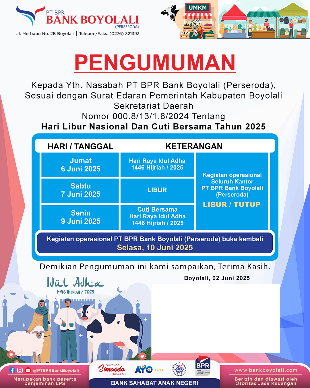 CUTI BERSAMA IDUL ADHA 1446 H 2025 NEW